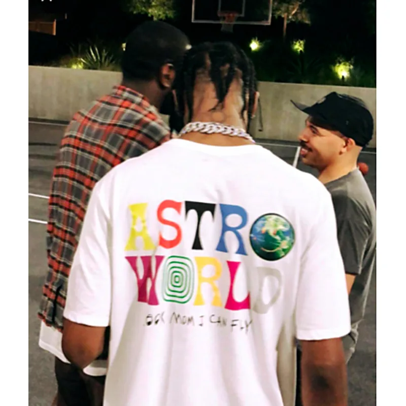 Cactus Jack Astroworld T-Shirt Look Mom I Can Fly Letter Print Summer Uomo Donna 100% Cotone T-Shirt Hip Hop Streetwear Tee Top