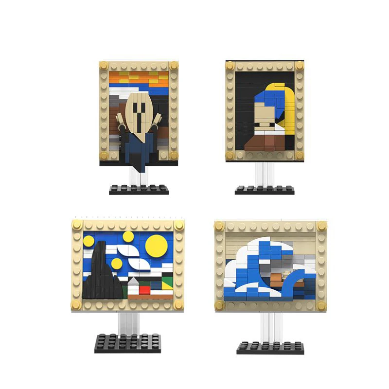 Buildmoc 3D Art Pixel Pearl Vans Gogh Girl Blocks Dipinti Famosi Mini Picture Building Bricks Starry Night Kanagawa Kids Toys