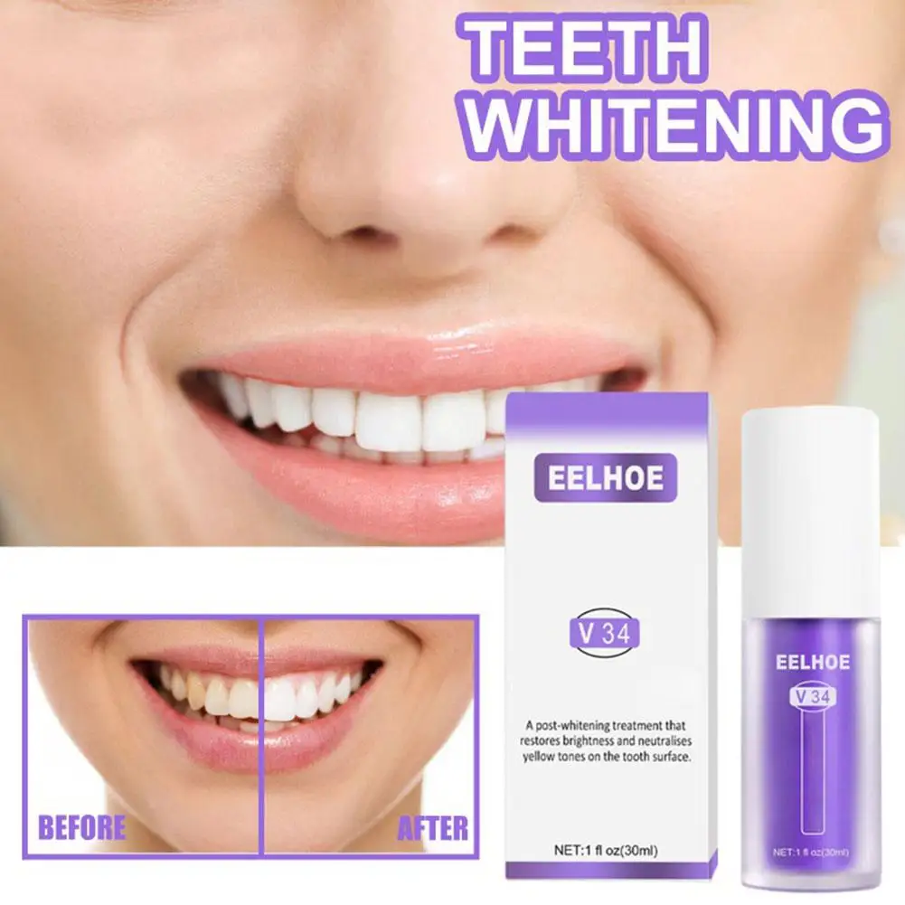 30Ml Viola Sbiancante Denti Dentifricio Sbiancante V34 Mousse Cura Correzione Colore Orale Sbiancante Dentifricio P6Y2