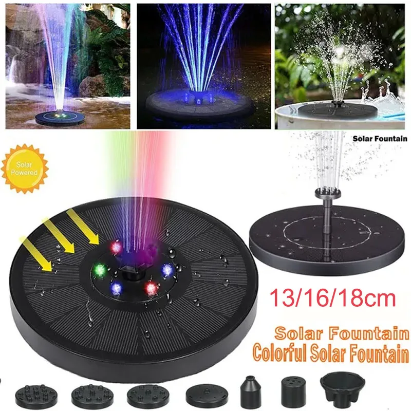 Solar Power Bird Bath Fountain Pump Water Fountain Pool Pond Fontana Colorata Ad Energia Solare Floating Home Decoration For Garden