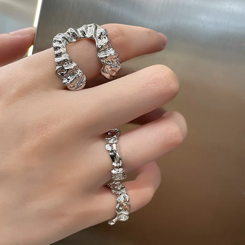 Anelli Irregolari Vintage In Argento Sterling 925 Con Torsione Per Donna Anelli Aperti Regolabili Punk Gioielli Creativi Anillo De Plata