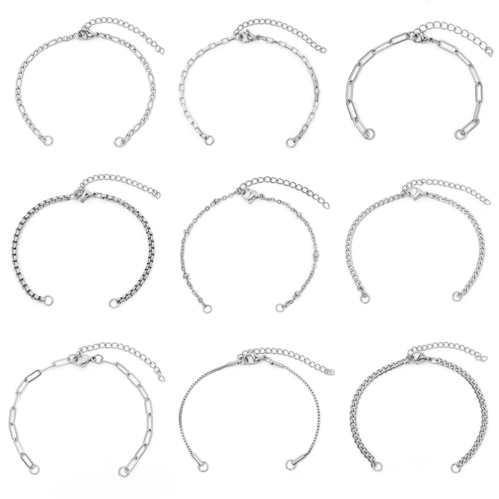 Componenti Per Bracciali A Catena A Maglie In Acciaio Inossidabile 304 Colore Argento Fai Da Te Bracciali Donna Uomo Risultati Di Gioielli 17Cm Di Lun