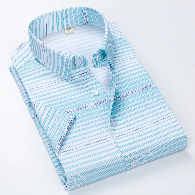 2023 Camicie A Quadri A Maniche Corte Estive Di Nuovo Stile Camicie Casual Formali Da Uomo Di Moda Camicie Slim Fit Taglie Forti 38-44