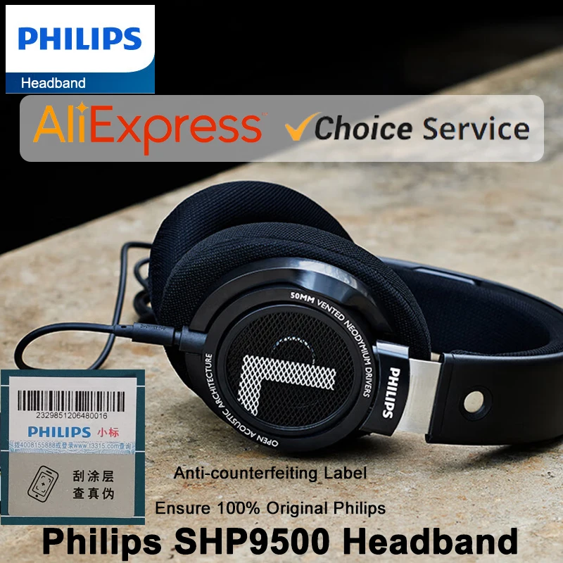 Nuovo Philips Shp9500 Cuffie Computer Apprendimento Online Auricolari Esports Gioco 3.5Mm 6.3Mm Auricolare Stereo Cablato Hifi Universale