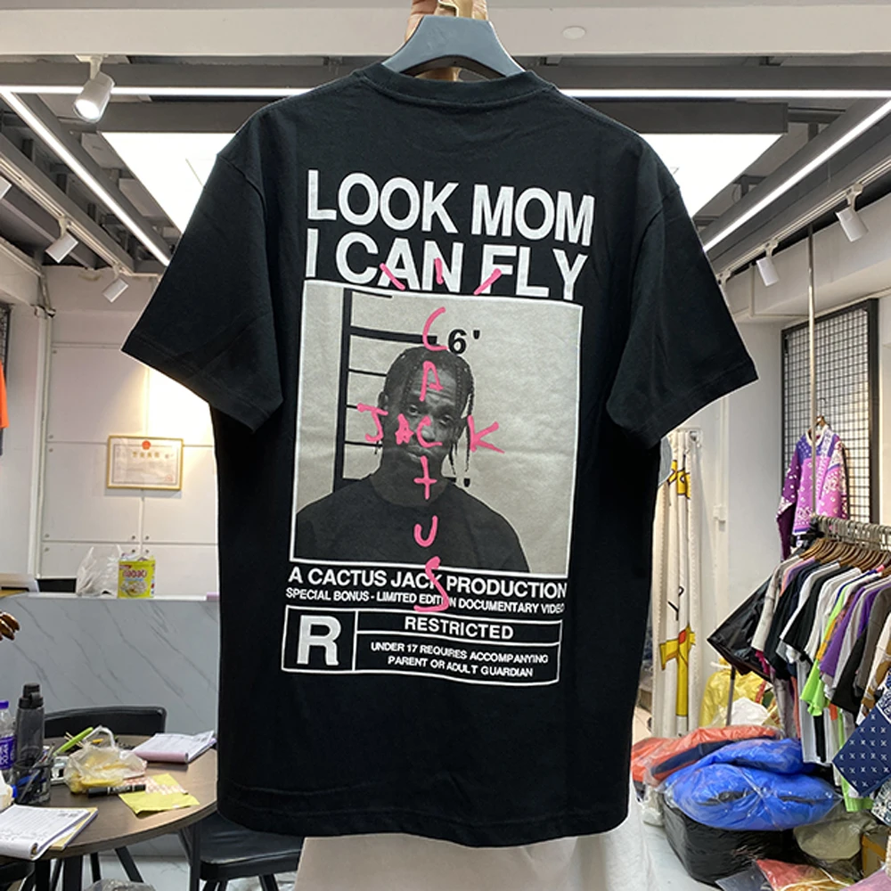 2024 Look Mom I Can Fly T Shirt Uomo Donna Cactus Jack 100% Cotone O-Collo T-Shirt Estate Streetwear Astroworld Hip Hop Tee Tops