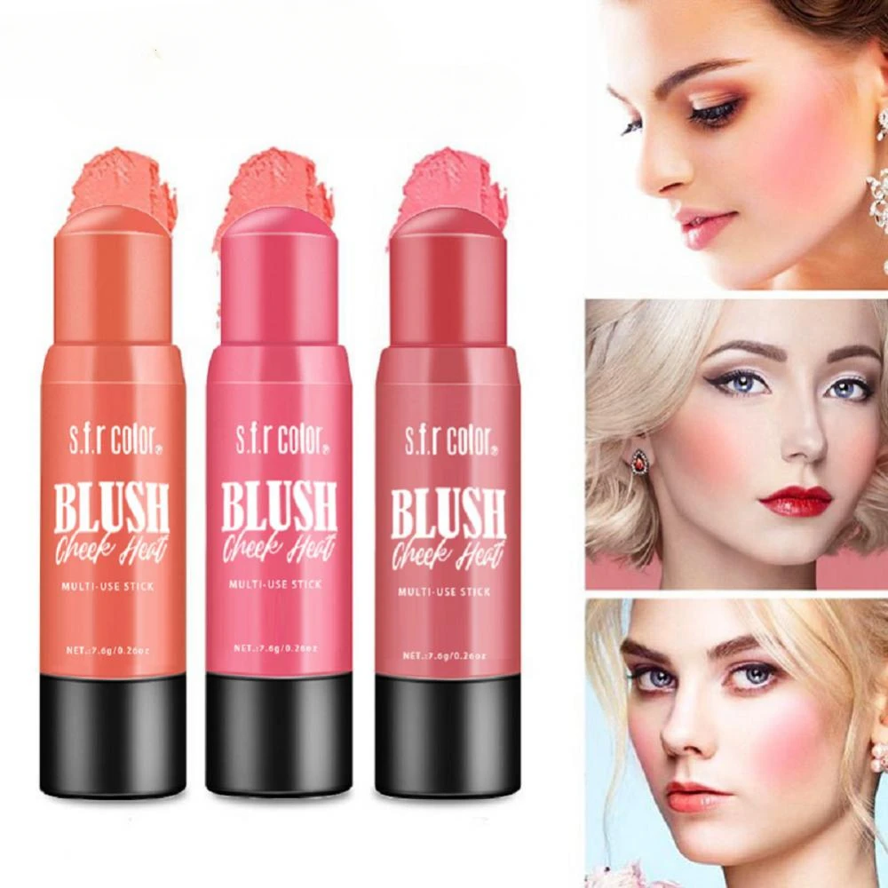 4 Colori Blush Stick Creamy Matte Face Blusher Idratante Contouring Stick Lazy Rouge Cheek Natural Brighten Makeup Cosmetics