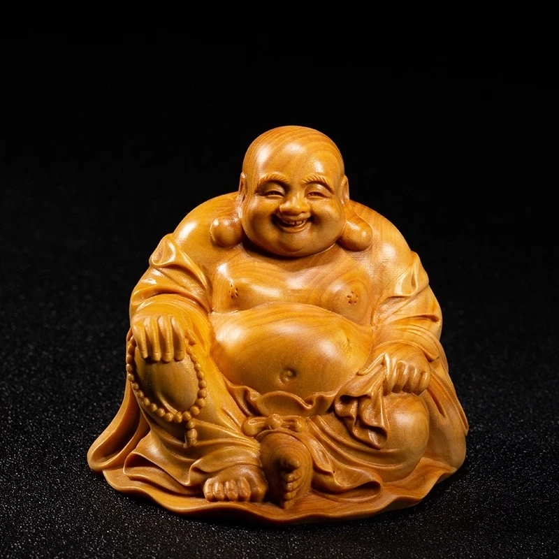 6/8Cm Mini Reitir Buda De Madera Maitreya Pequeas Figuras Estatuas De Madera Colecocide Buda Riesndose Estatua De Buda Decoraciion D