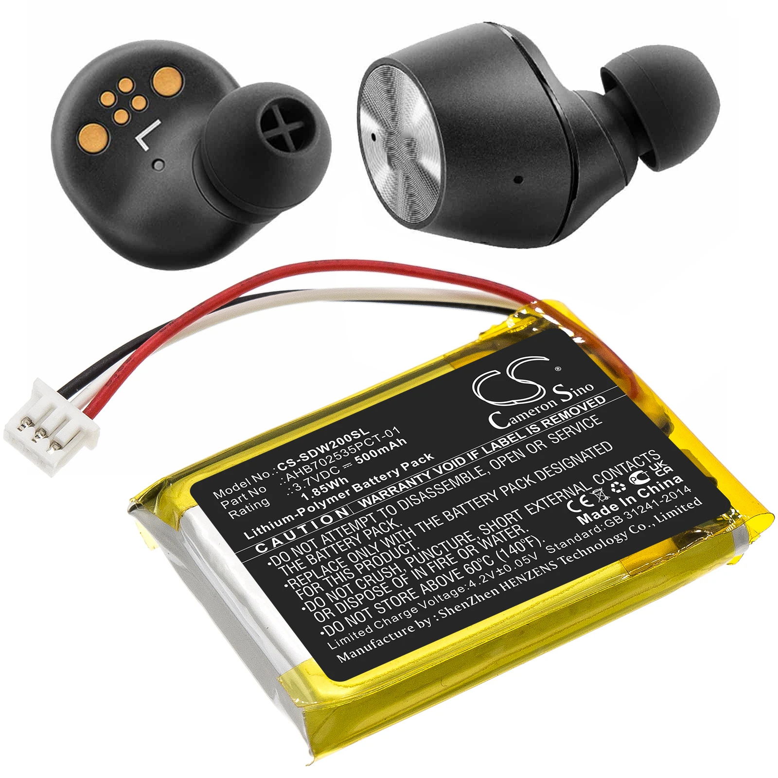 Cameron Sino 500Mah Batteria Per Sennheiser Ahb702535Pct-01 Momentum True Wireless Mtw M3Ietw Momentum 3 Wireless Momentum True