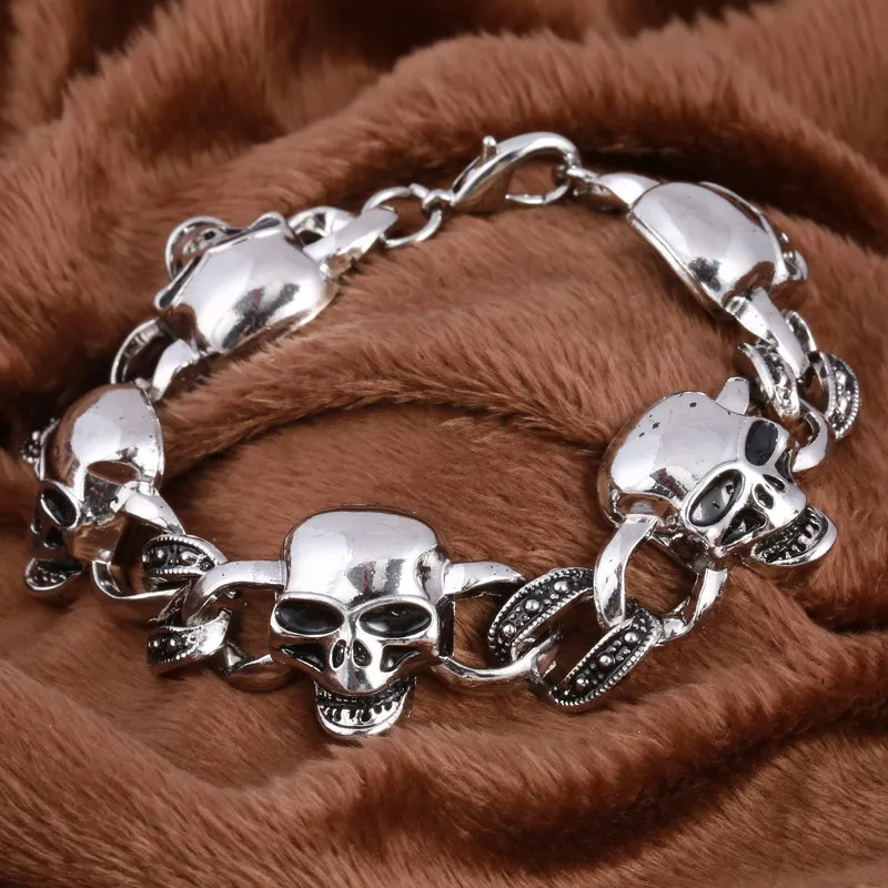 Bracciale Da Uomo Punk In Acciaio Inossidabile Con Teschio Leopard Charms Polsino Bracciali Braccialetti Uomo Uomo Gioielli Pulseras