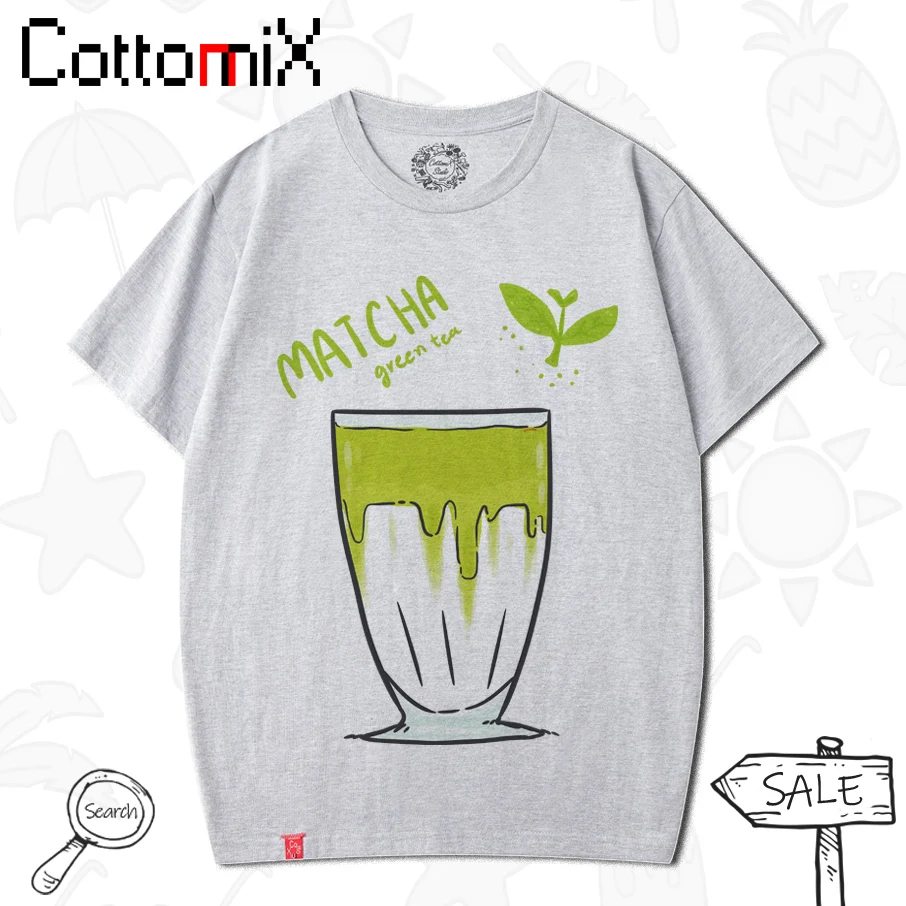 Cottomix Design Cotton Graphic Top T Shirt Per Donna Uomo Tee Casual Summer Manica Corta Stampa Diretta Matcha Green Tea Cool