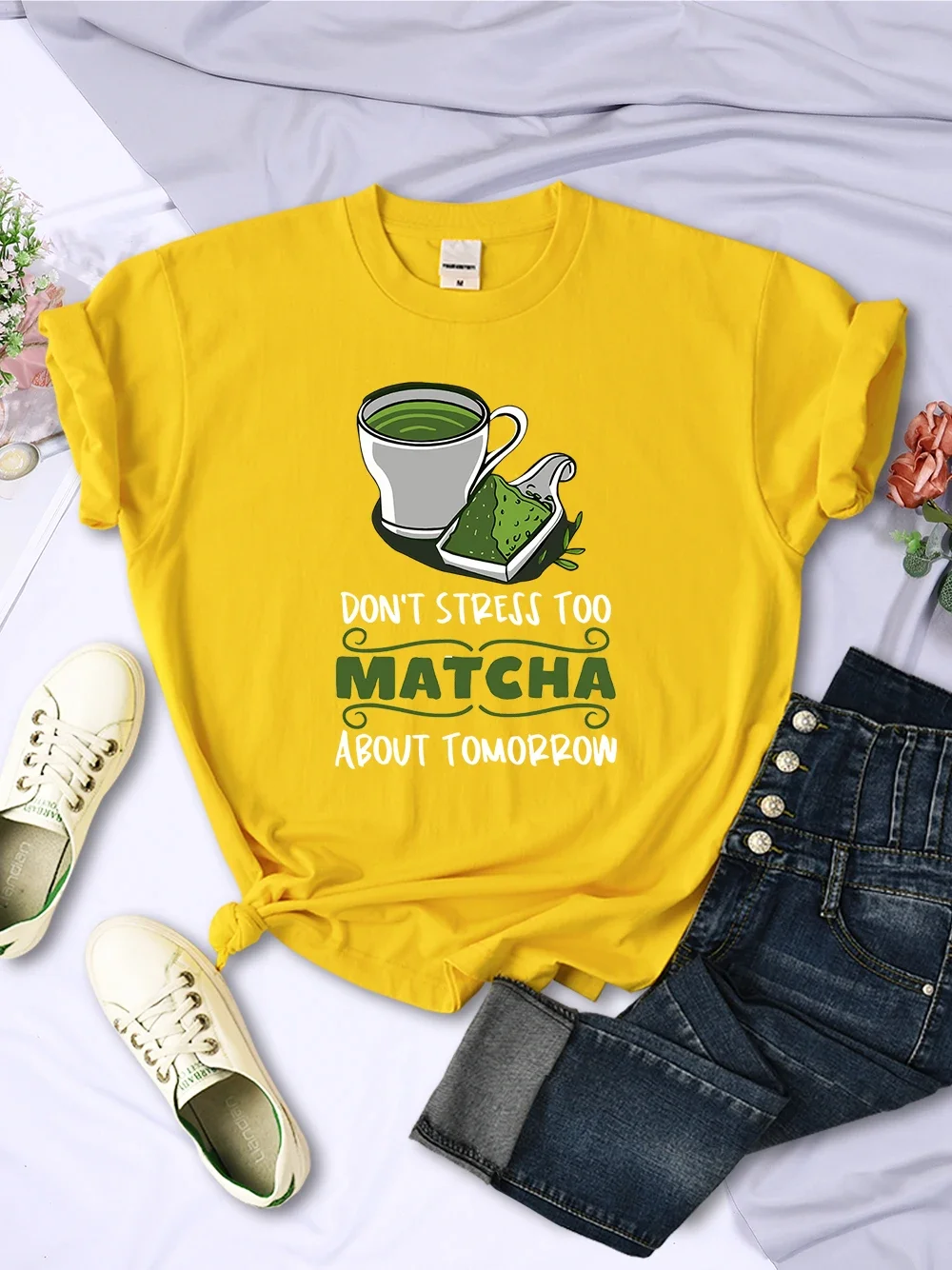 Combinazione Di Stampe Matcha Magliette Moda Donna Tutto-Fiammifero Manica Corta Estate Street Top Personalità Abbigliamento Casual Tee