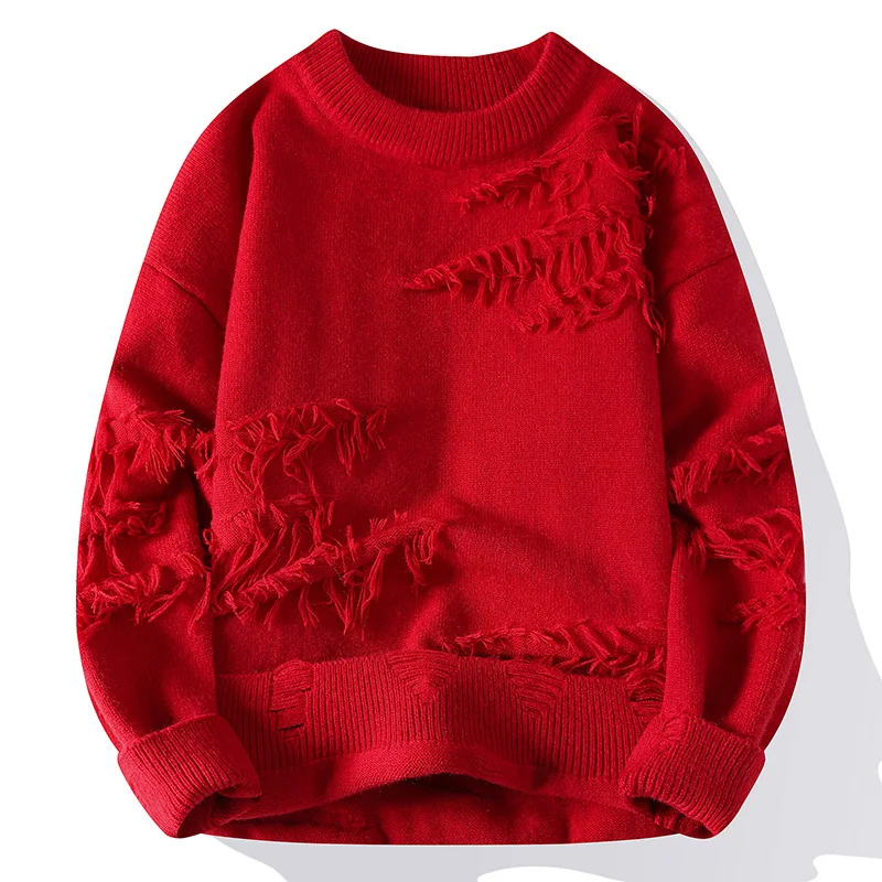 Nuovo Autunno Inverno Fashion Design Hole Ripped Maglione Uomo Soft Warm Cashmere Pullover Maglioni Uomo High End Mens Maglioni Di Natale