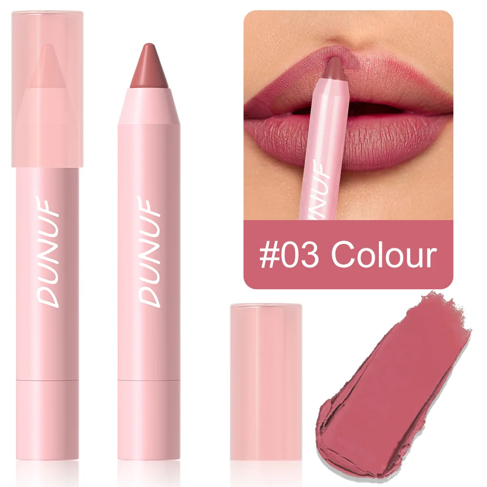 Dunuf Rossetto Matita Impermeabile Sexy Rosso Nudo Viola Opaco Tinta Rossetto Duraturo Matita Labbra Trucco Duraturo Cosmetico