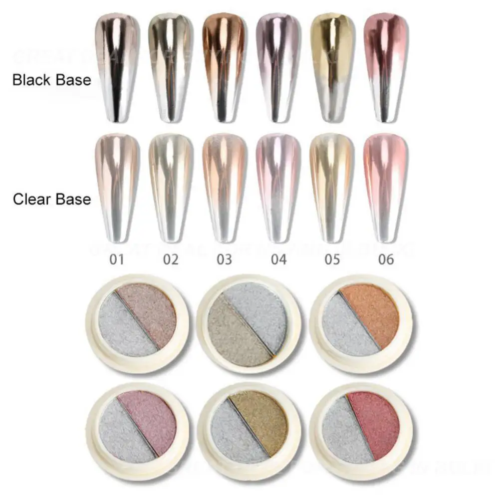 Titanio Aurora Polvere 2 Colori Glitter Polvere Unghie Nail Art Polvere Laser Effetto Metallico Polvere Specchio Polvere