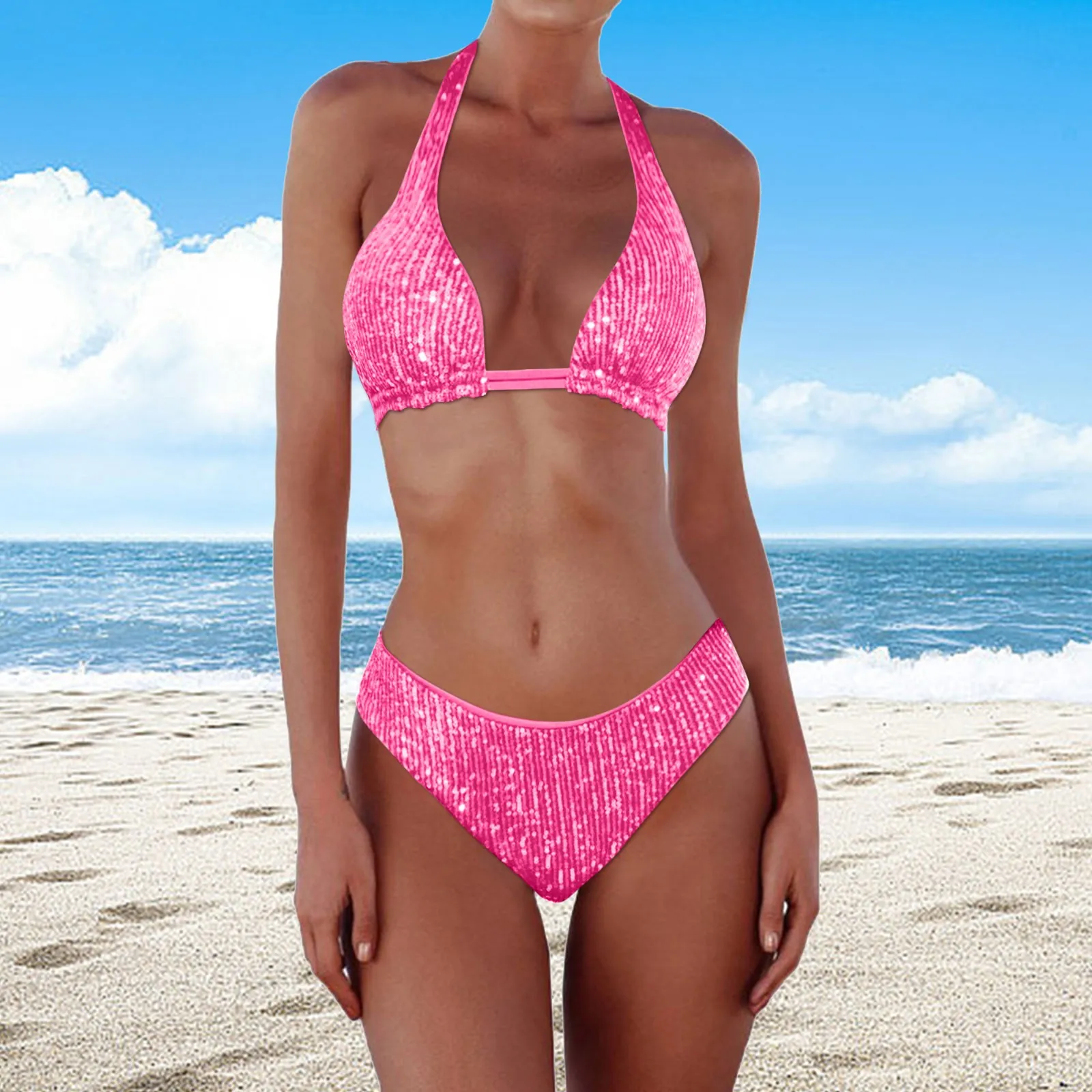 Women'S New Sequin Bikini Triangle Multi Color Bikini Swimsuit Swimsuits For Teens Bikini