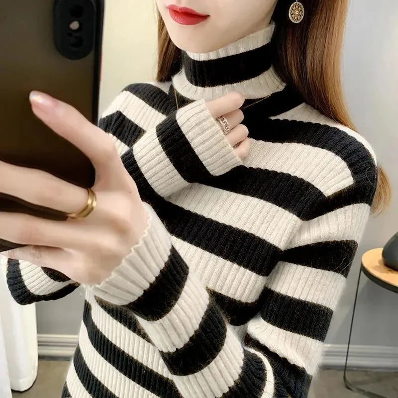 Maglione Dolcevita Lavorato A Maglia Pullover Morbidi Maglioni Di Cashmere Maglioni Di Base Per Le Donne 2023 Autunno Inverno