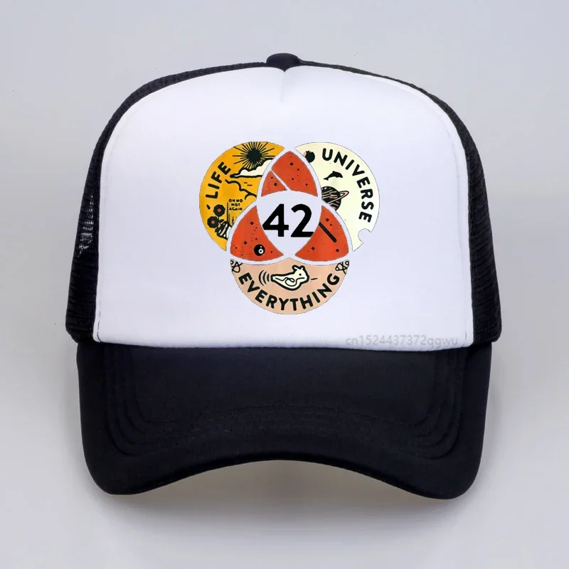 Fashion Brand Men 42 La Risposta Alla Vita The Universe And Everything Douglas Adams Print Berretto Da Baseball Summer Mesh Snapback Hats