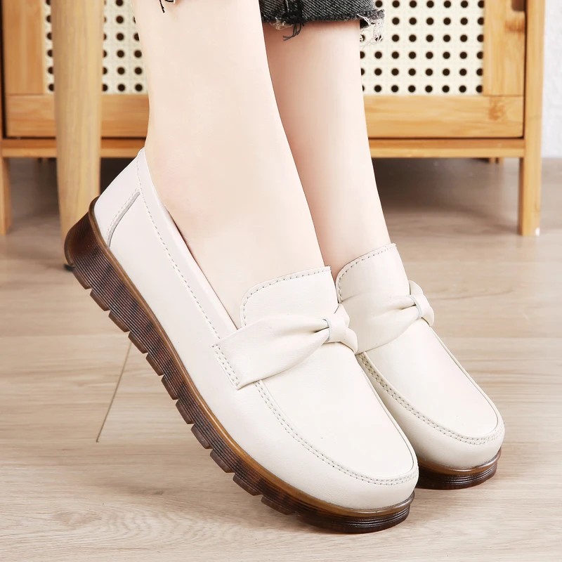 Donne Che Corrono A Piedi Natural Lether Nurse Sneaker Fitness Sport Comode Scarpe Da Fitness Nere Traspiranti Taglia 35-44 Mocassini