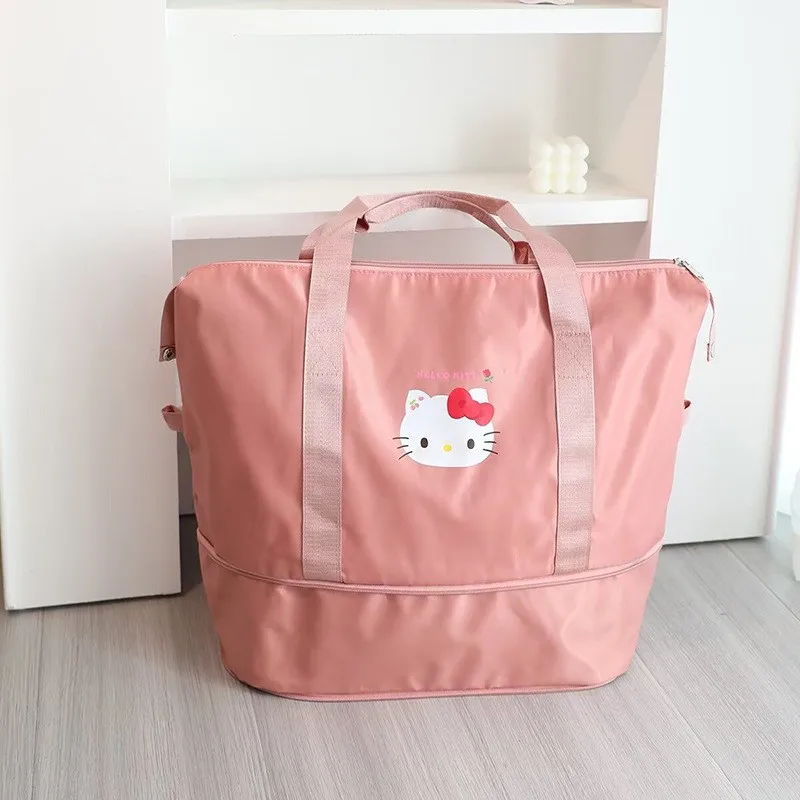 Kawaii Sanrioed Kitty Hanyodon My Melody Cartoon Handbag Trolley Bag Pieghevole Girl Gym Bag Storage Bag Water Proof Regalo Di Compleanno