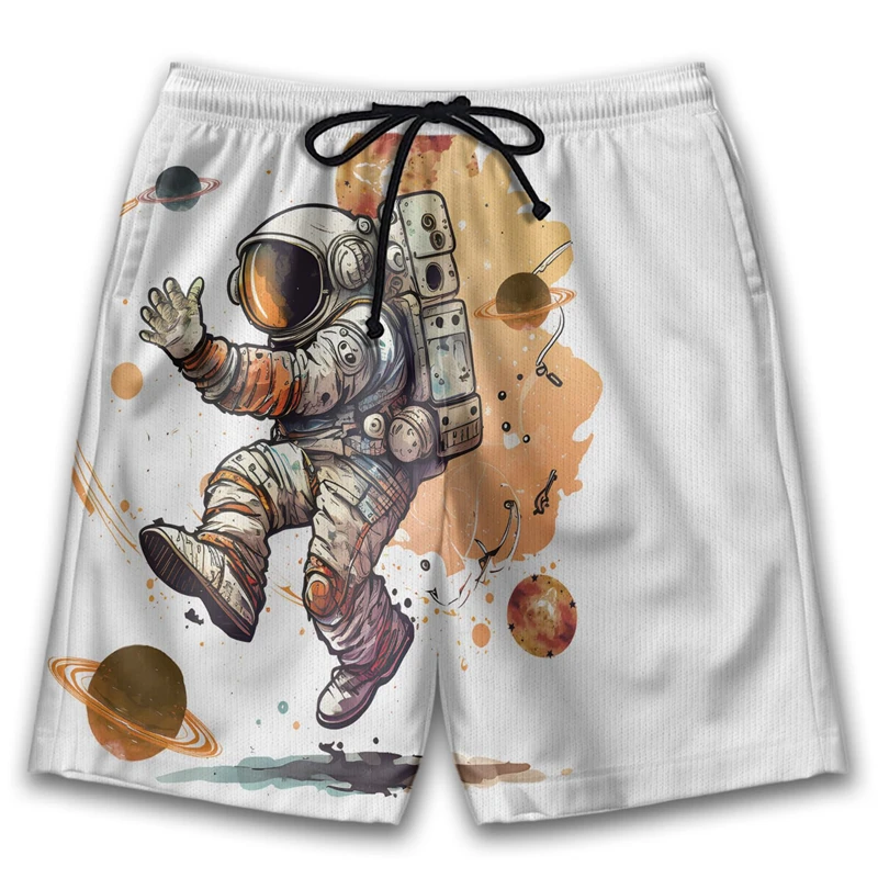 Astronauta Hawaiian Beach Mens Swim Short Casual Harajuku Fashion Surf Pantaloni Corti Per Uomo Trunks Cartoon Bermuda Boardshorts