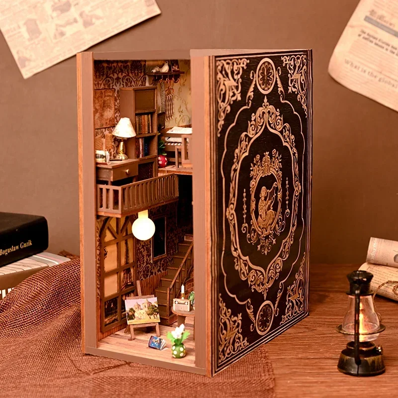 Kit Scaffale Segreto Retro Nook Magic Handmade Insert Home Building Castle Book Decor Gifts Shelf Bookend In Miniatura In Legno