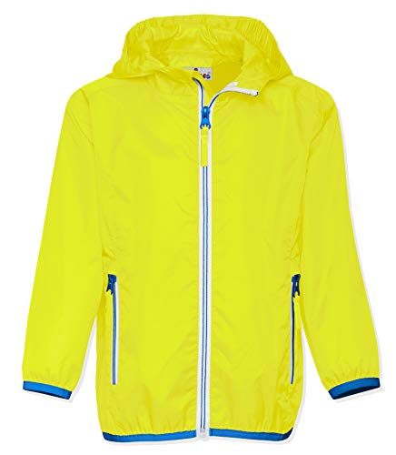 Playshoes Giacca Antipioggia Pieghevole, Giacca Funzionale Impermeabile Antipioggia Unisex - Bambini E Ragazzi, Giallo Neon, 116