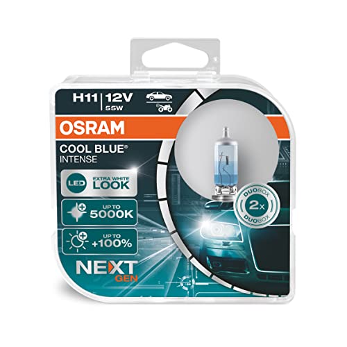 Osram Cool Blue Intense H11, +100% Luminosa, Fino A 5000K, Lampada Alogena, Look Led, Duo Box (2 Lampade)
