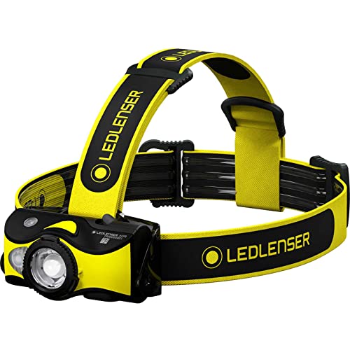 Ledlenser Ih9R Torcia Frontale Professionale Led, Ricaricabile Con Batteria, Fissaggio Al Casco Incluso, 600 Lumen,, Luce Rossa, Uso Possibile Con 2 B