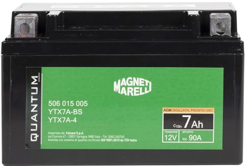 Magneti Marelli Batteria Moto E Scooter 7Ah 12V 90A Tecnologia Agm Sigillata Polo Positivo Sinistro