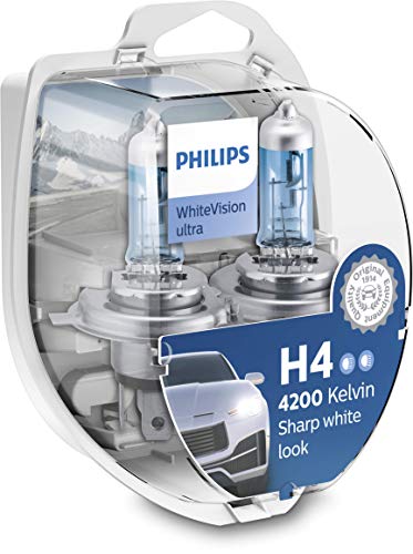 Philips Whitevision Ultra H4, Set Di 2 Luci Anteriori Bianche