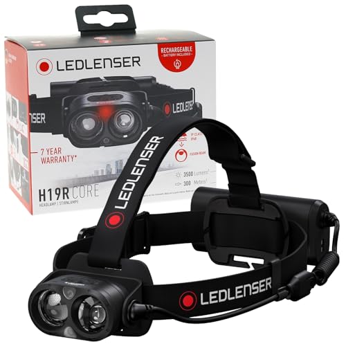 Ledlenser H19R Core Torcia Frontale Led, 3500 Lumen, Batteria Ricaricabile Al Litio, Con Luce Rossa, Impermeabile Ip67, Portata Luminosa Di 300M, Fusi