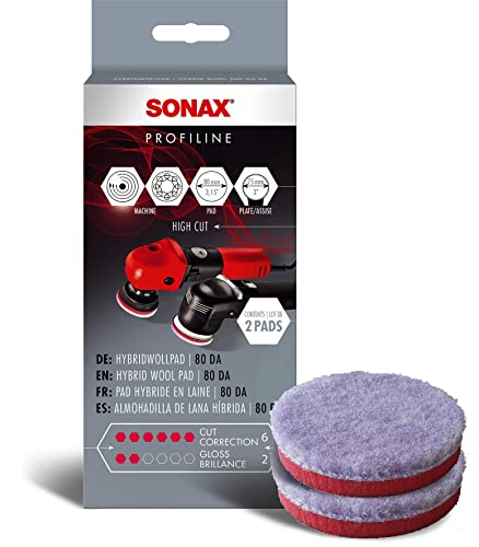 Sonax Hybridwollpad 80 Da (2 Pezzi) Disco Lucidante Per Piccole Lucidatrici Per La Rimozione Di Graffi Profondi E Opacizzazioni | Art. 04940410