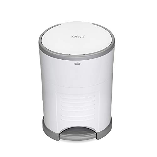 Korbell - Mini - Pattumiera Per Pannolini - 9 L - Bianco - Economico - Ecologico - Pedale A Pedale - Capacità Di 25 Strati
