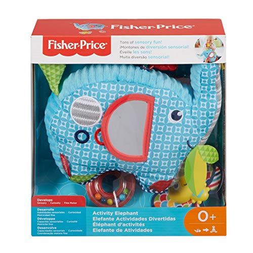 Fisher-Price Elefantino Baby Attività, Con Superfici Da Esplorare, Sonaglini E Gancio Per Passeggino, Giocattolo Per Neonati 0 + Anni, Fdc58