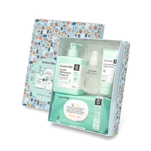 Suavinex 400468 Welcome Box Cosmetica Per Neonato In Scatola Regalo, Crema Cambio Pannolino 75 Ml, Lozione Idratante Corpo 500 Ml, Fragranza Baby Colo