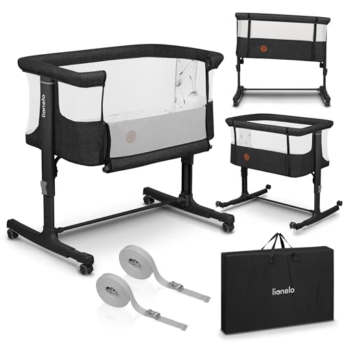 Lionelo Aurora 3 In 1 Culla Co-Sleeping E Lettino Da Viaggio Per Neonato E Bambini Fino 9Kg Regolabile In Altezza E Inclinazione Parete Aperta Rete Tr