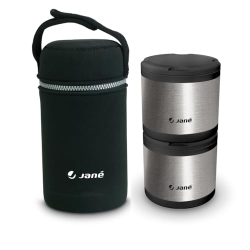 Jané Contenitori Termicos Per Solidi, Individuale 2 X 500 Ml, Inox, Con Borsa Di Transporto, Mantieni La Temperatura 8 Ore, 2 Unità (Confezione Da 1)