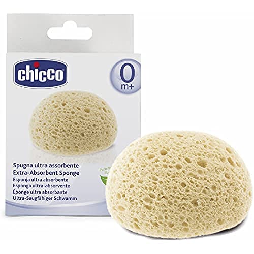 Chicco Spugna Ultra Assorbente, Spugnetta Neonato Bagnetto, Spugna Bambini, 0M+
