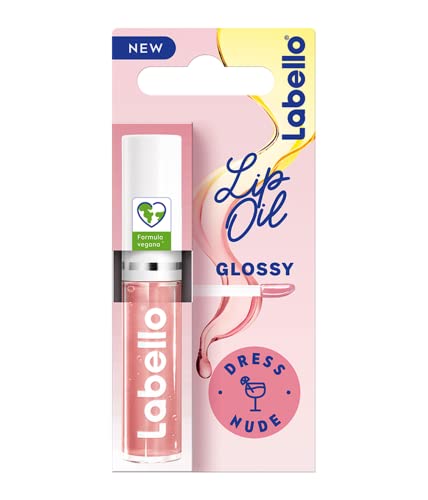 Labello Lip Oil Effetto Glossy – Dress Nude 5.5 Ml, Lucidalabbra Volumizzante E Idratante, Olio Labbra Con Oli Di Origine 100% Naturale, Lip Gloss Per