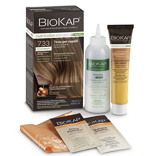 Biokap Nutricolor Delicato Rapid, Tinta Capelli Senza Ammoniaca Che Rende I Capelli Morbidi, Colorazione Capelli Con 10 Minuti Di Posa, 135 Ml (7.33 B