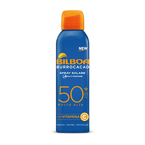 Bilboa Burrocacao Spray Solare Multiposizione Spf 50+ Con Vitamina C - Idrata, Nutre E Protegge - Ideale Per Pelli Sensibili - Dermatologicamente Test