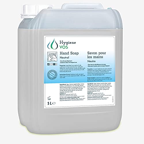 Hygiene Vos 5 Litri Sapone Liquido Per Le Mani Neutro E Ph Neutro Uso Quotidiano. Formula Extra Morbida E Biodegradabile Pacchetto Economico Adatto A