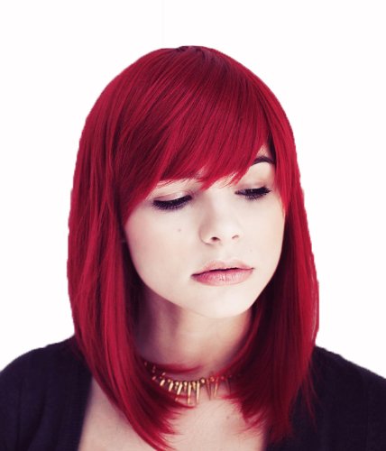 Prettyland Parrucca Donna Liscia E Opaca Come Capelli Veri Aspetto Naturale Medio-Lungo - Rosso Scuro C268