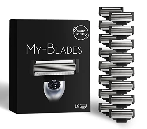 My-Blades® Lamette Compatibile Con Gillette Mach3, Plastic Neutral, 16 Lamette Di Ricambio A 5 Lame Per Rasatura A Umido