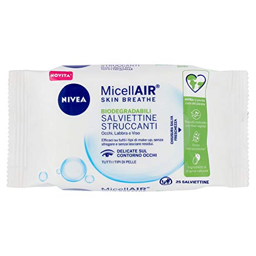 Nivea Micellair® Skin Breathe Salviettine Struccanti 6 X 25 Pezzi, Salviette Struccanti Per Tutti I Tipi Di Make-Up, Salviettine Viso Delicate In Tess