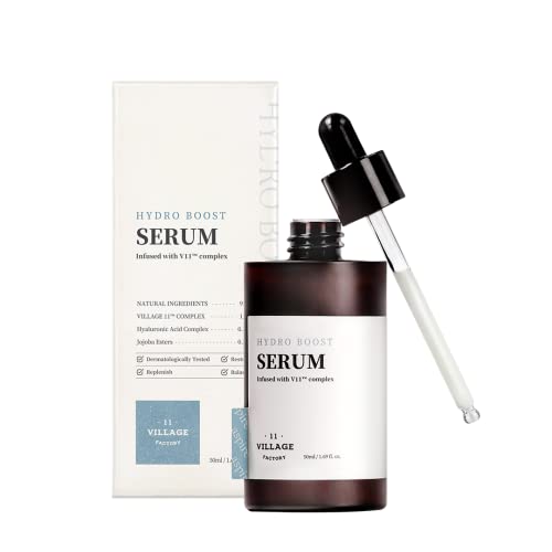 Village 11 Factory Siero Hydro Boost (50 Ml) Formula Vegana, Siero Profondamente Idratante, Ingredienti Naturali, Complesso V11™ (Hydro Boost Serum)