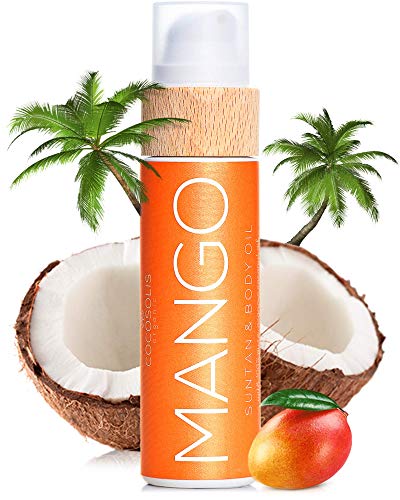 Cocosolis – Mango Abbronzante Con Vitamina E,Olio Corpo Abbronzante–Crema Solare Bio Oil Per Un’Abbronzatura Cioccolato–Sei Oli Naturali Per Una Pelle
