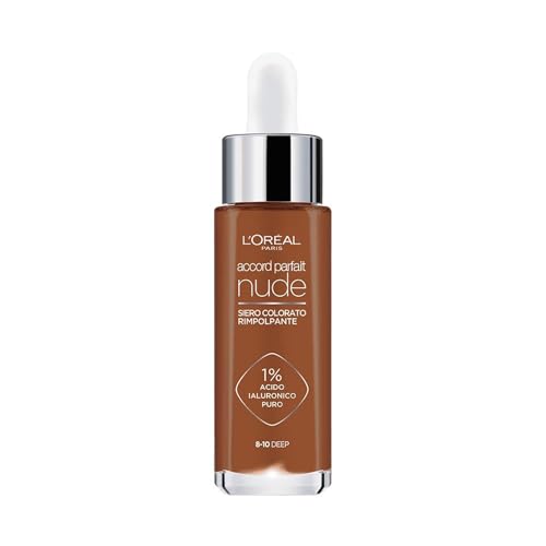 L’Oréal Paris Siero Colorato Accord Parfait, Per Pelle Rimpolpata E Idratata, Finish Naturale, Texture Leggera, Tonalità: 8-10 Deep, 30 Ml