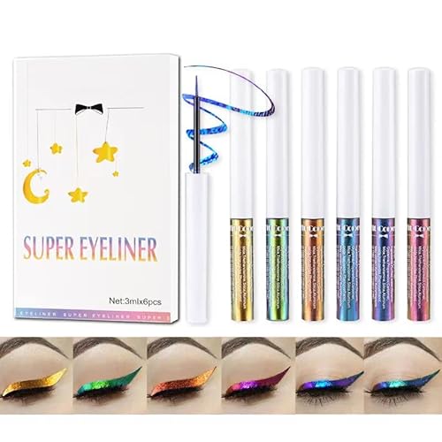 6 Colori Camaleonte Ombretto Liquido,Multichrome Eyeshadow Liquid,Metallic Glitter Shimmer Eye Shadow Set Long Lasting Waterproof Multichrome Eyeshado