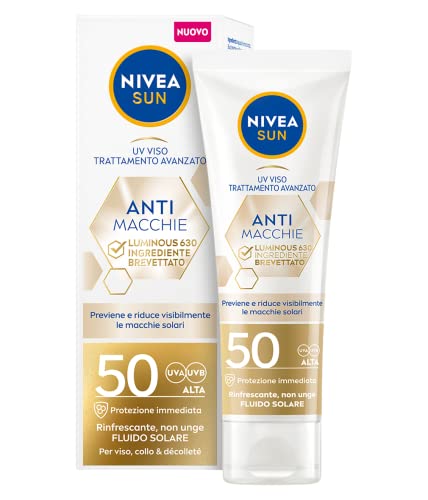 Nivea Sun Crema Antimacchia Viso Luminous630 Fp 50 In Tubetto Da 40 Ml, Crema Solare Viso 50 Per Un Colorito Uniforme E Luminoso, Crema Viso Acido Ial